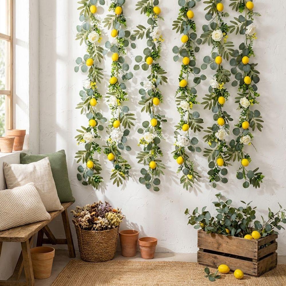 Realistic Lemon Vine Decor Greenery Faux Lemon Wreath Simulation Lemon Vine Home Decoration