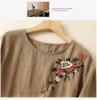 Women's Ethnic Embroidered Cotton-Linen Short Sleeve Loose Top