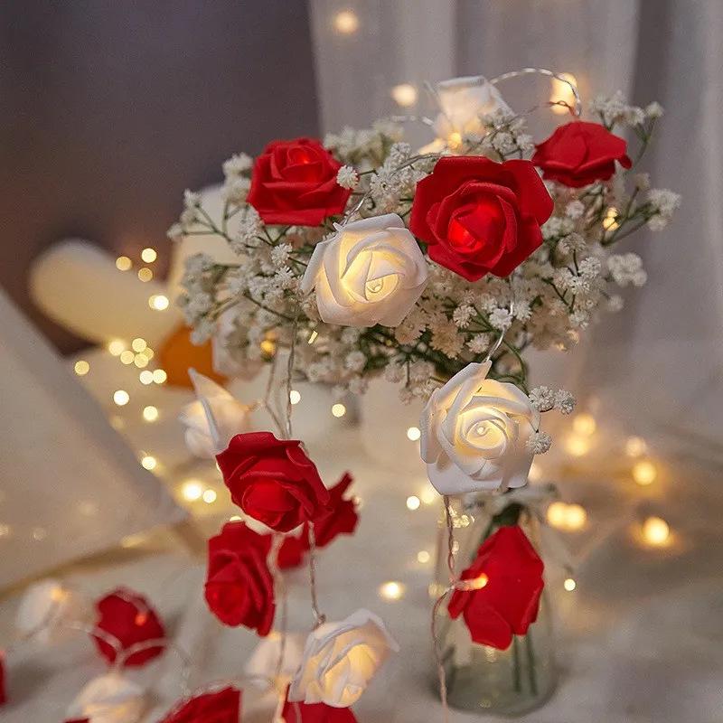 LED Rose Flower String Lights - Valentine’s, Wedding, Proposal, Atmosphere & Confession Decoration.