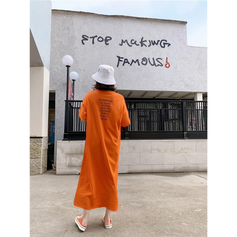 YYFS Women's Fashion Summer Spring Short Sleeve O-Neck Loose Waistline Casual Dresses