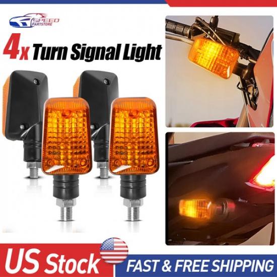 4Pcs Motorcycle Turn Signals Blinker Light Black Amber For Yamaha Kawasaki Honda