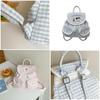 Cartoon Dog Embroidered Checkered Pattern Mini Backpack For Girls With Nylon Interior For Daily Use