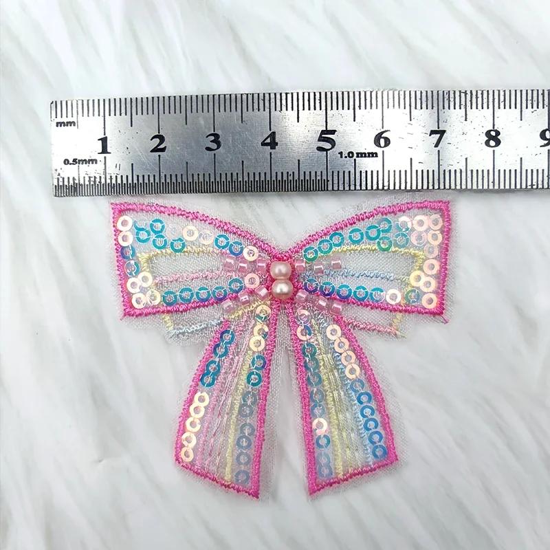20 шт. Пайетки с жемчужной сеткой, полый патч-бабочка, для DIY одежды, аксессуаров для волос, вышитый кружевной бант, украшение для шляпы, юбки