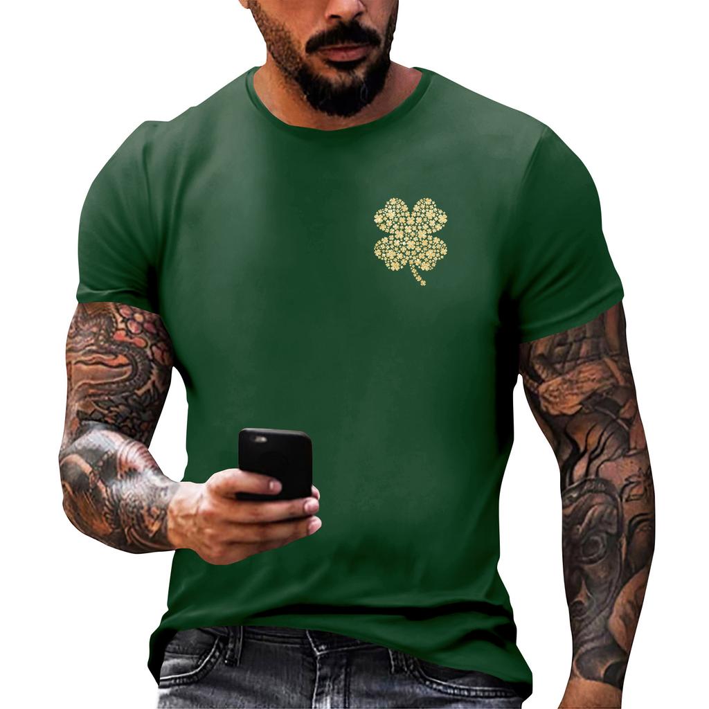 Улица. Принт ко Дню Патрика - мужская повседневная футболка с круглым вырезом и короткими рукавами