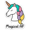 Unicorn Sticker Decal Vinyl Magical AF 3" Funny for Laptop Cell Phone Water Bottle