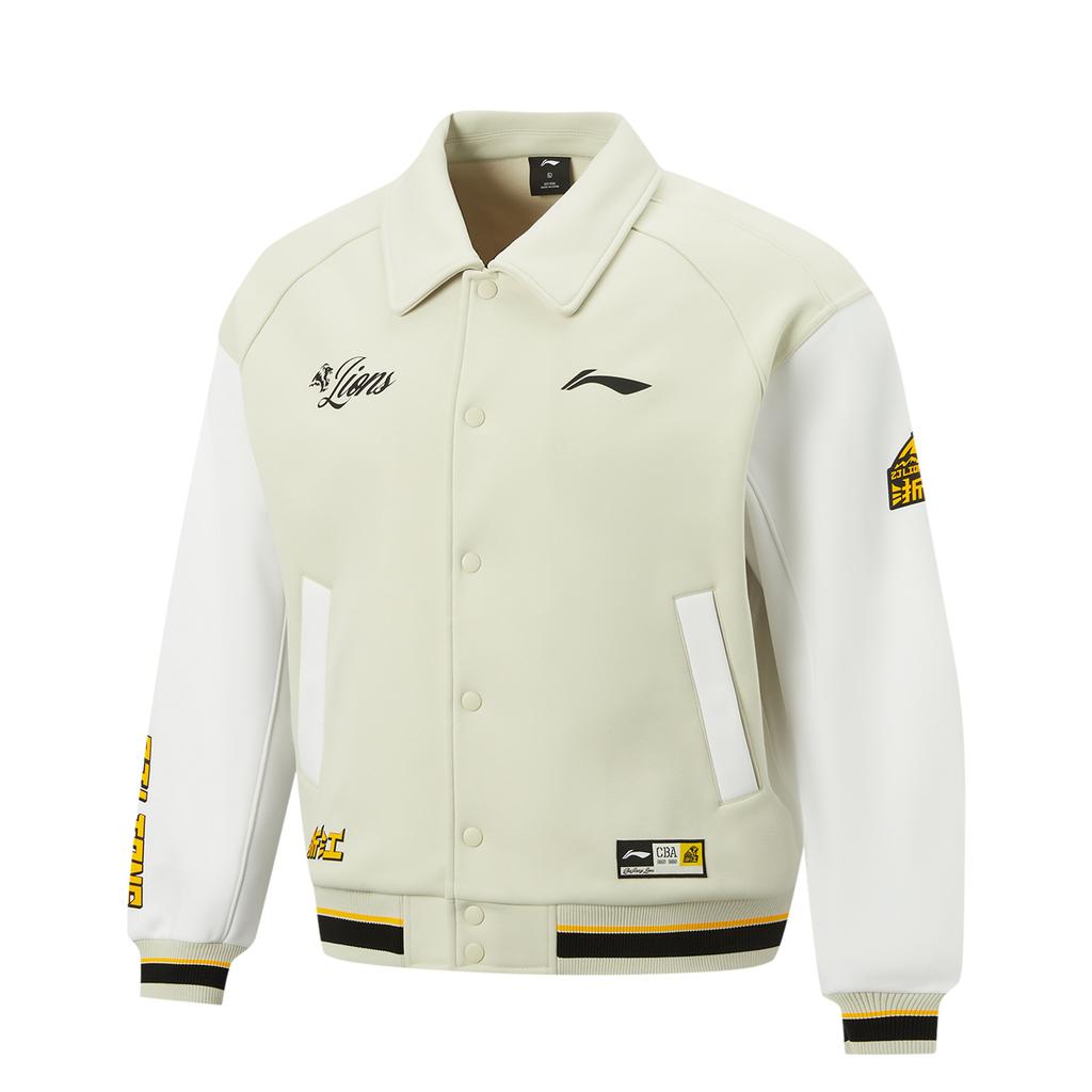 Li-Ning Минималистичная флисовая куртка с цветными блоками, воротником поло и свободной посадкой, мужская куртка AJDV405-1