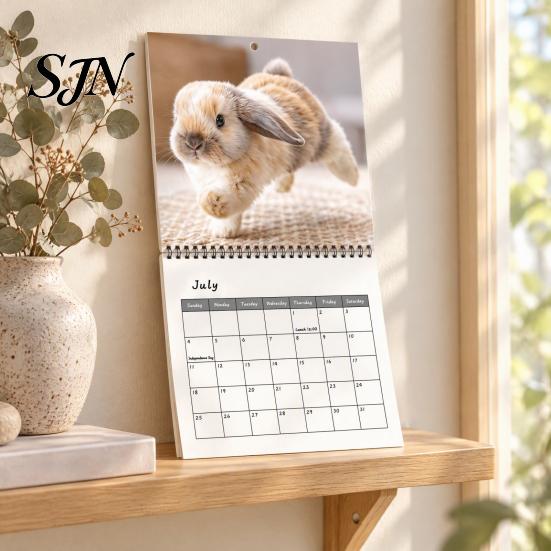 Professional Scheduling Planner 2027 Cute Rabbit Wall Calendar, 12-Month Bunny Photography with Desktop Organization Tool Double Coil Binding,