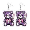 Lightweight Acrylic Earrings 1 Pair Halloween Dangle for Women, 2D Cute Edgy Dark Aesthetic Jewelry Skeleton Bear Earrings, Funny Party Holiday