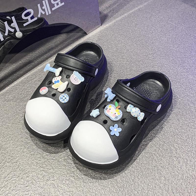 Новые женские туфли с отверстиями на толстой подошве 2025 года для ношения летом, чтобы увеличить рост, нескользящие, дезодорирующие, рабочие крутые тапочки для женщин