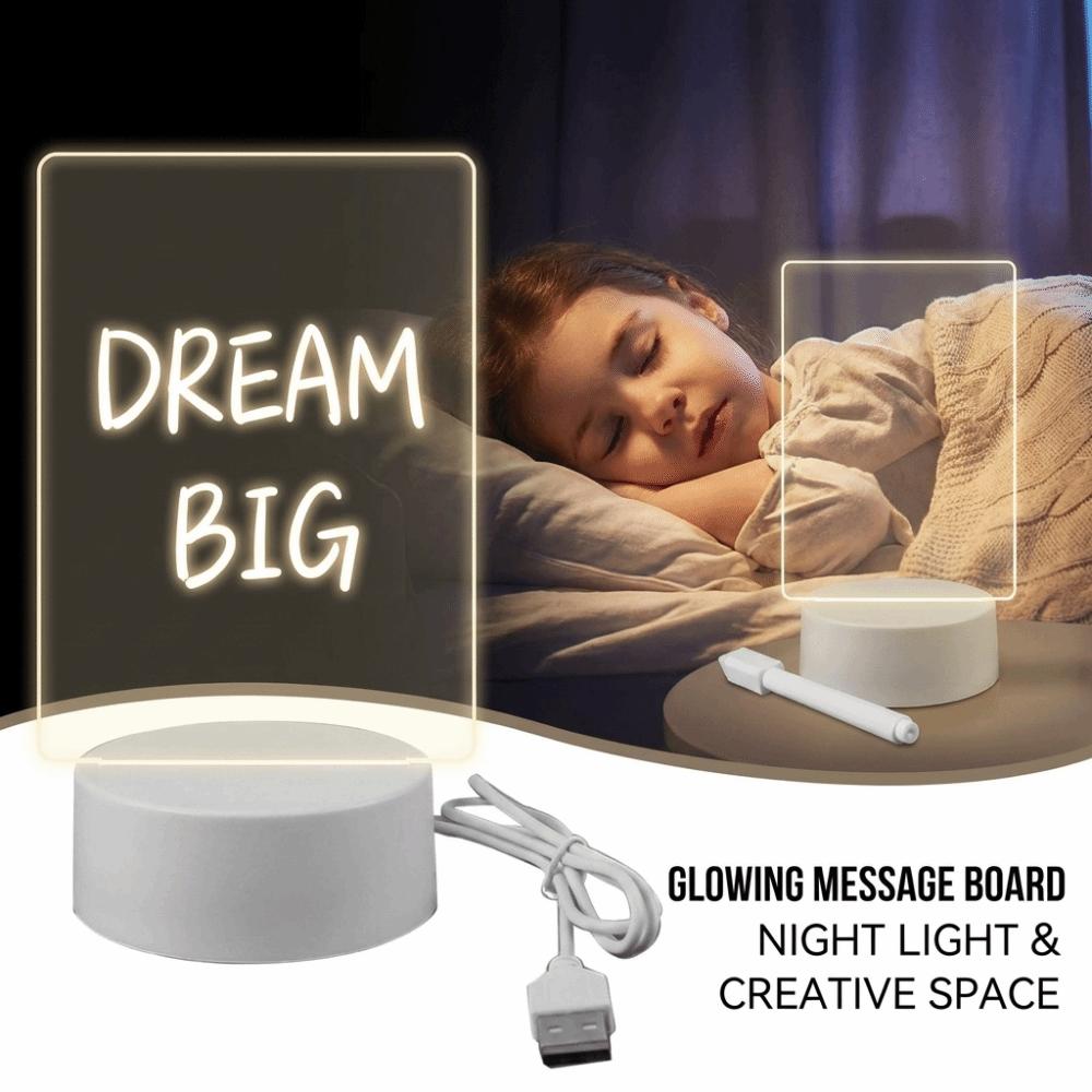 3D Glow Effect Message Board Night Light USB Powered Acrylic Writing Board Bedroom Decor