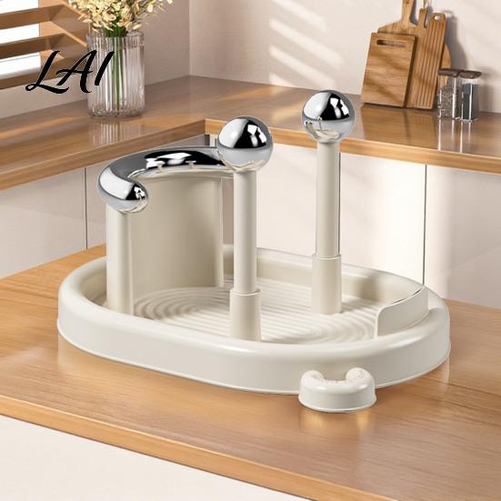 Multifunctional Kitchen Stand Pot Lid Organizer for Countertop Vertical Storage Rack with Detachable ABS Water Tray Stable Non-slip Base Cutting