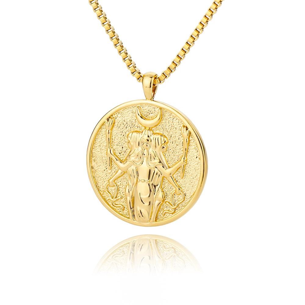 Queen Elizabeth gold coin necklace, titanium plated 18K gold, ins women's collarbone chain, creative gold coin accessories