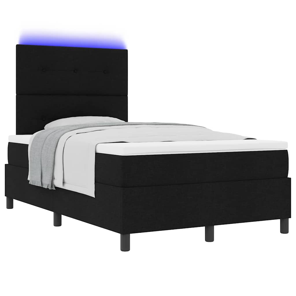 Boxspring Bed with LED Light Strips Black 120 x 200 cm Fabric