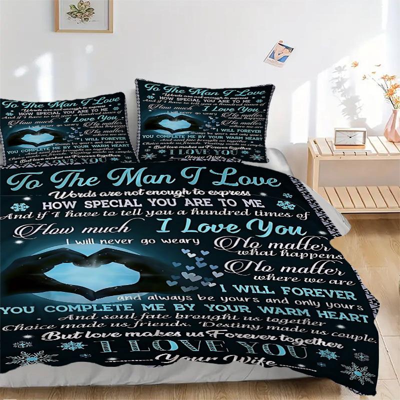 3pcs Love Declaration Duvet Cover Set, Cover For Bedroom Guest Room (1 Duvet Cover + 2 Pillowcase, Without Quilt), yy250922238