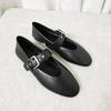Women Mary Jane Shoes Black Pu Leather Vintage Flats Woman Fashion Belt Buckle Round Toe Ballet Flat Shoes Zapatillas De Mujer