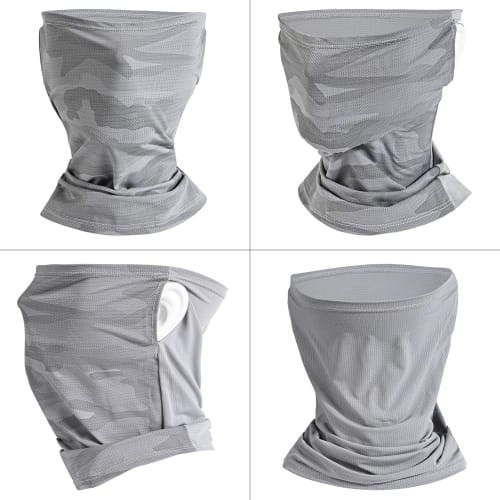 Gray Face Cover with Ear Hooks, Cooling Touch, -5C/-5C, Breathable, Stretchy, Breathable, Sweat-Wicking, Quick-Drying, UV Protection, UPF 50+, Unise