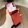 Luxury Rhinestone Ring Stand Case Honor Magic V Flip2 Shockproof PC Cover With Mirror Finish Slim Lightweight Design
