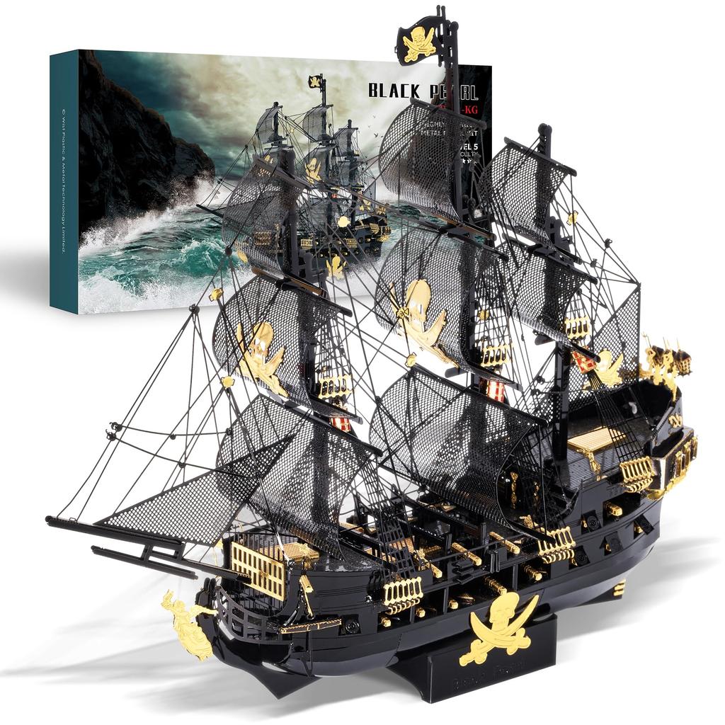 Piececool 3D Puzzle Black Pearl Парусный корабль Пиратский корабль Металлический нано-пазл 3D Металлический пазл Изготовлен из металла Требуется сборка Клей не требуется 5 звезд