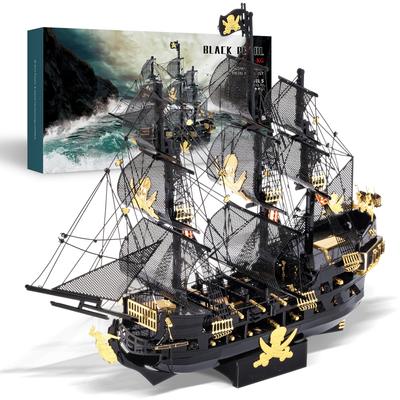 Piececool 3D Пазл Черная Жемчужина Парусник Пиратский Корабль Металлический Нано Пазл 3D Металлический Пазл Изготовлен из Металла Требуется Сборка Клей Не Требуется 5 Звезд