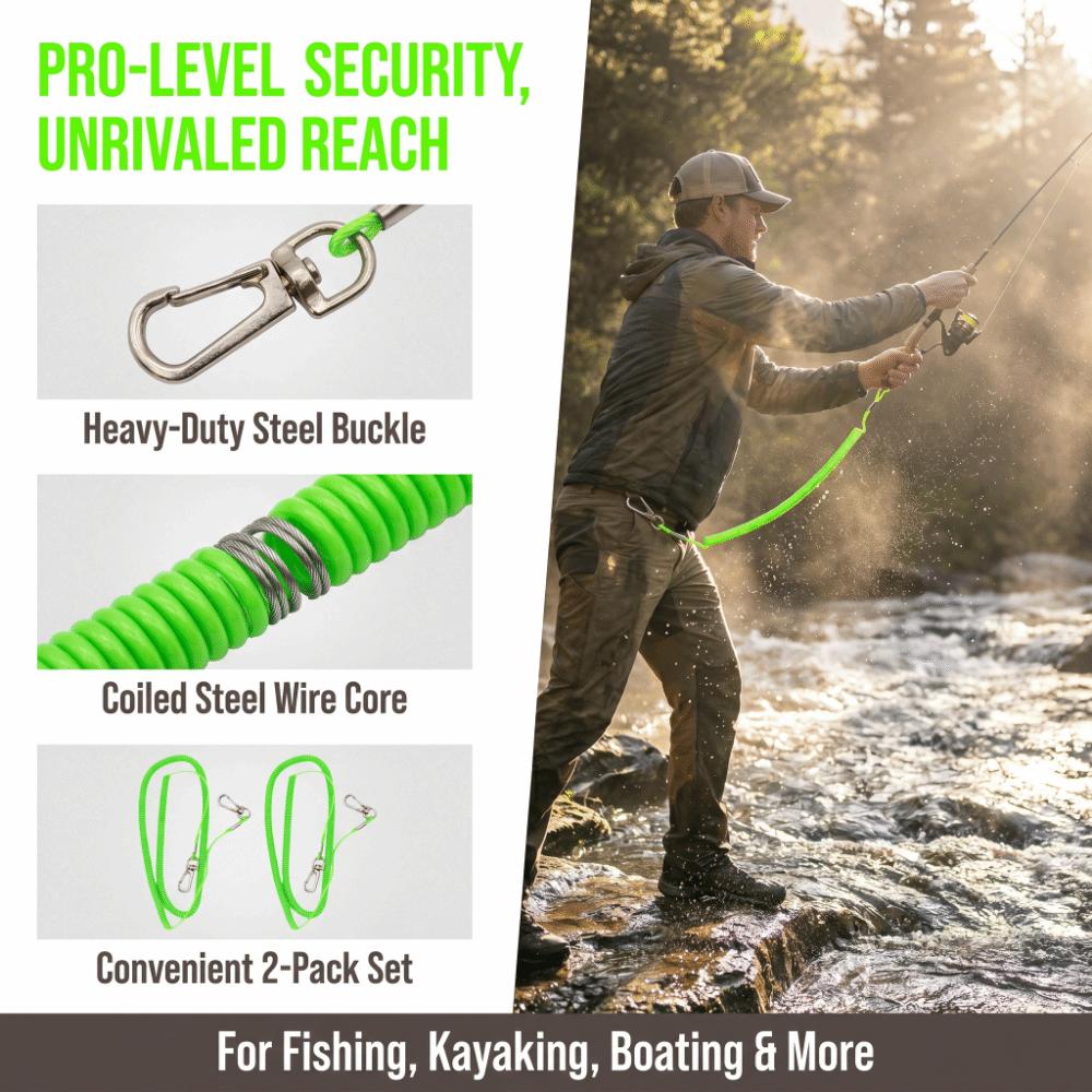 2PCS Retractable Fishing Rod Lanyard Rope with Detachable Buckle Fishing Lanyard Outdoor Fishing