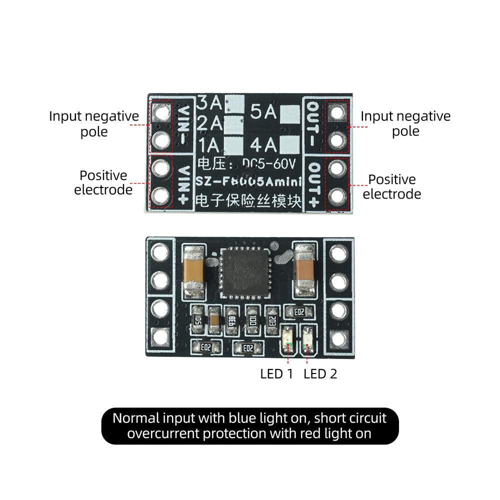 5A Mini Smart Electronic Fuse Module DC5–60V Overcurrent Short Circuit Protection Industrial Power Control Circuit Safety Device