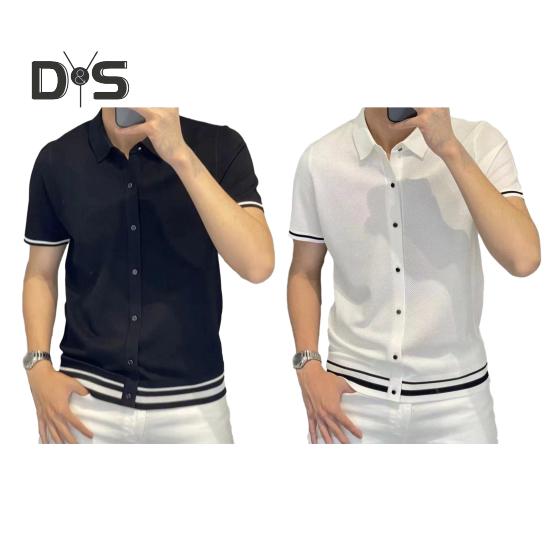 Мужская рубашка с лацканами, коротким рукавом, пуговицами, планкой, рубашка с полосками, дышащая летняя повседневная рубашка