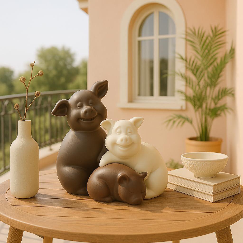 Домашний декор Teddy Piggy Family Матовая отделка Керамические фигурки