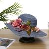Summer new sunscreen sunshade flower straw hat women's beach travel hand-woven hat foldable big eaves hat