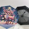 1PC Christmas, Deer Automatic Open/Close Umbrella with Windproof, 8-Rib Sturdy Canopy, Durable Ribs, Fashionable Design, Outdoor Accessory, Fun Prin,