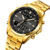 Skmei Mens Quartz Analog Bracelet Watches Luxury Stainless Steel Strap Led Waterproof Digital Sports Three Time Zone Alarm Clock