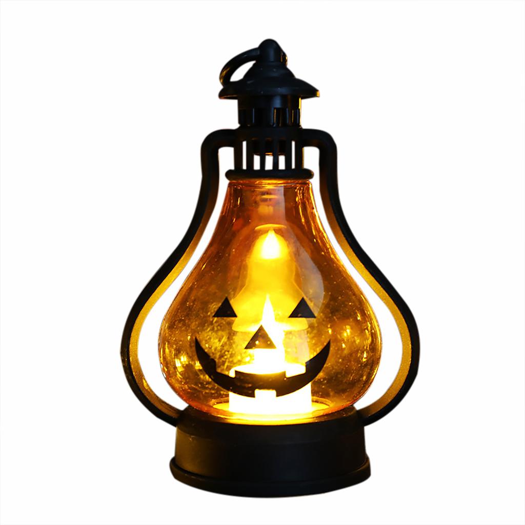 Halloween LED Candle Lamp Battery Powered Portable Lightweight Wind Light Desktop Ornament Halloween Decor Props (10.5 x 15cm)