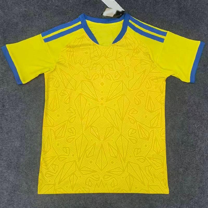 Ukraine Home Kit Mens Short Sleeve Football Jersey Bamboo Fiber Performance Soccer Uniform Adult Fall Winter