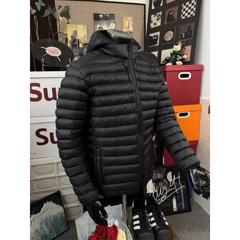 Модная мужская легкая белая куртка с капюшоном на утином пуху 2025: Универсальная, теплая, повседневная зимняя одежда