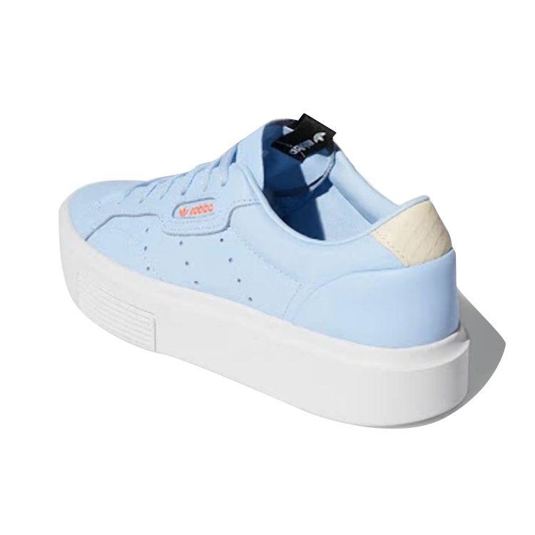 Adidas Originals Sleek Super Synthetic Leather Fashion Slip-Resistant Lightweight Breathable Low-Top Skate Shoes Women Sneaker Blue EE4504