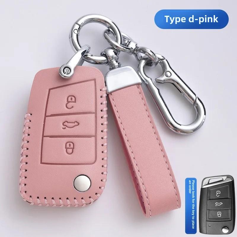 For VOLKSWAGEN VW Polo Golf 7/8 Genuine Leather Key Cover Fast Thrill Tour Guide Lingdu Exploration Vehicle Car Key Case High Qu