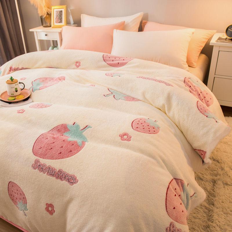 Double-sided Plus Fleece Blanket Sheets To Keep The Bed Warm In Winter Fluffy Coral Fleece Blanket Sofa Blanket Summer Air Conditioning Quilt