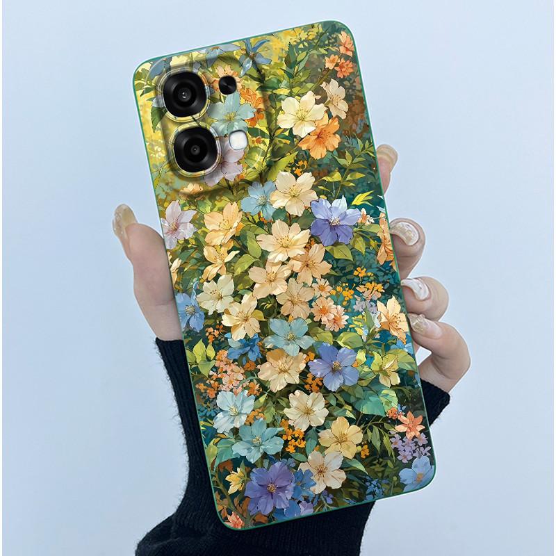 Чехол для Oppo A6 Pro 5G 4G Модный Минимализм Масляная Живопись Цветочный Силиконовый Мягкий Корпус Телефона Новый Дизайн Ударопрочная Задняя Крышка