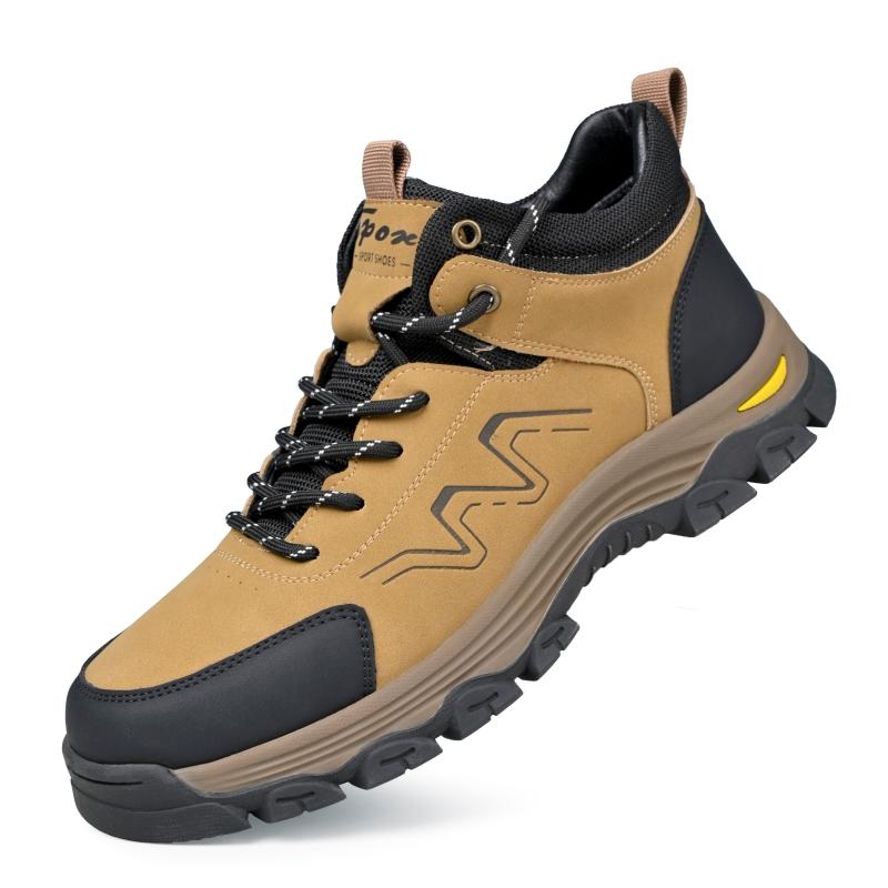 Men Outdoor Travel Hiking Mountaineering Shoes Large Genuine Leather High Top Casual Shoes  Anti Slip Wear-Resistant Sneaker