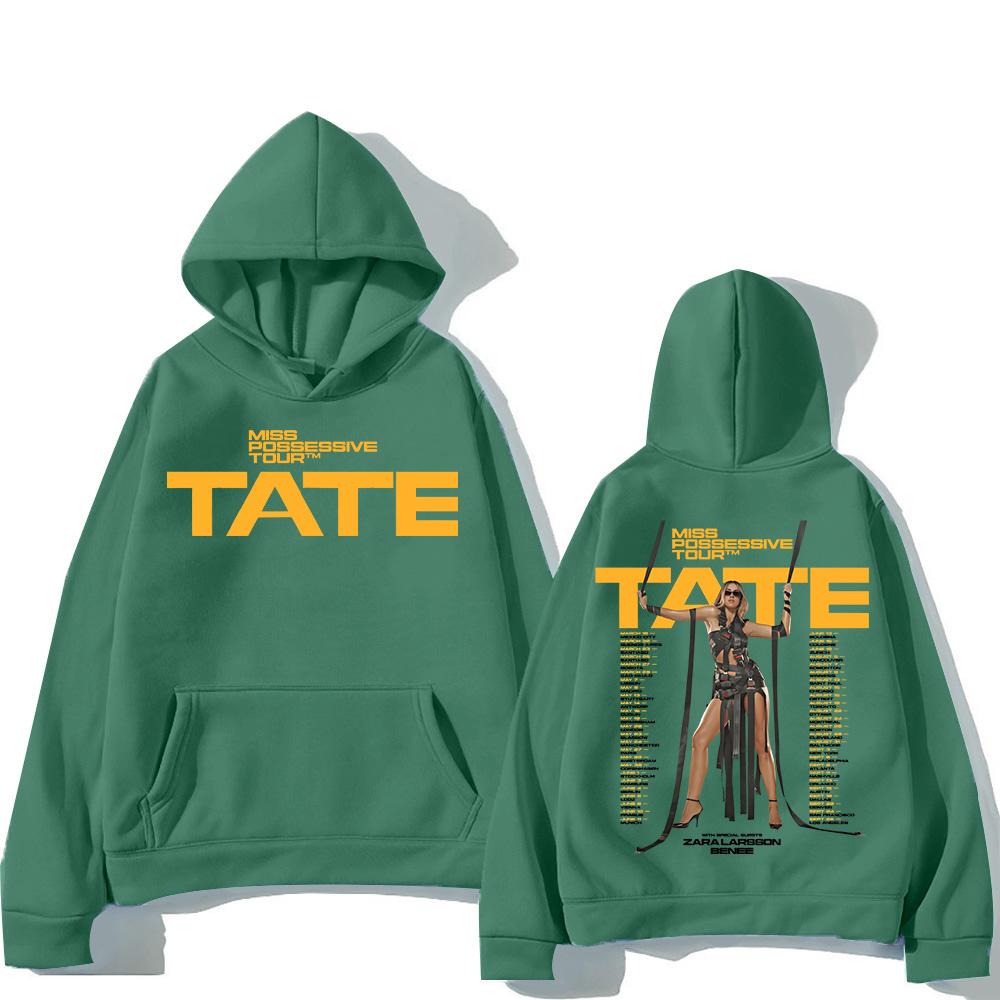 Толстовки с капюшоном Tate McRae Miss Possessive Tour для мужчин и женщин, модные толстовки осень-зима, модные пуловеры Y2K, двухсторонние, повседневные толстовки с капюшоном