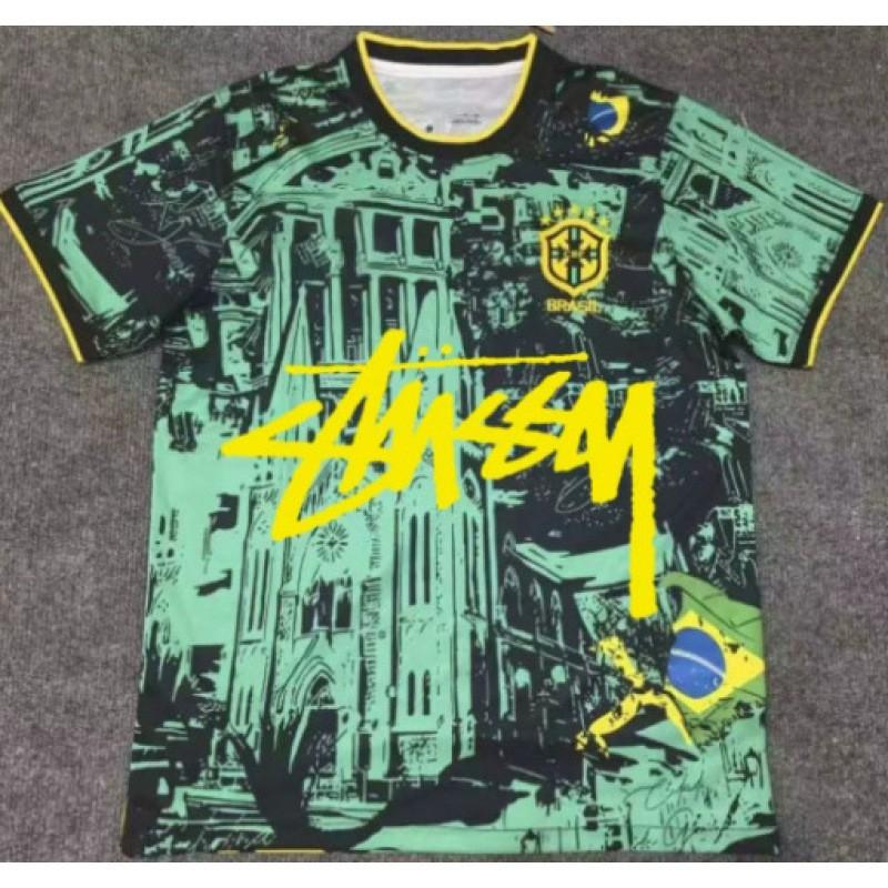 Stussy Signature Soccer Jersey Retro Brazil Argentina Portugal Football Training Shirt Men Women Short Sleeve