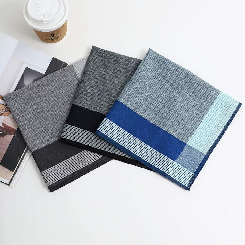3 шт. Хлопок 43x43 см Элегантные мужские носовые платки для вытирания пота Свадебные принадлежности Пряжа-окрашенная клетка Не линяют Квадратные носовые платки