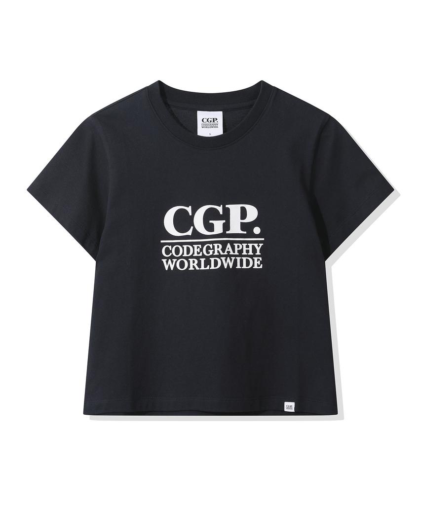CGP (женщины) Футболка с коротким рукавом и квадратным логотипом_Темно-синий
