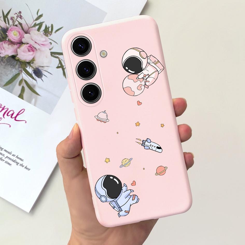 Чехол для Samsung Galaxy S24 Plus Милый Желтый Утенок Астронавт Матовый Силиконовый Мягкий Чехол для Samsung S 24 S24 Ultra S24+ 5G Funda