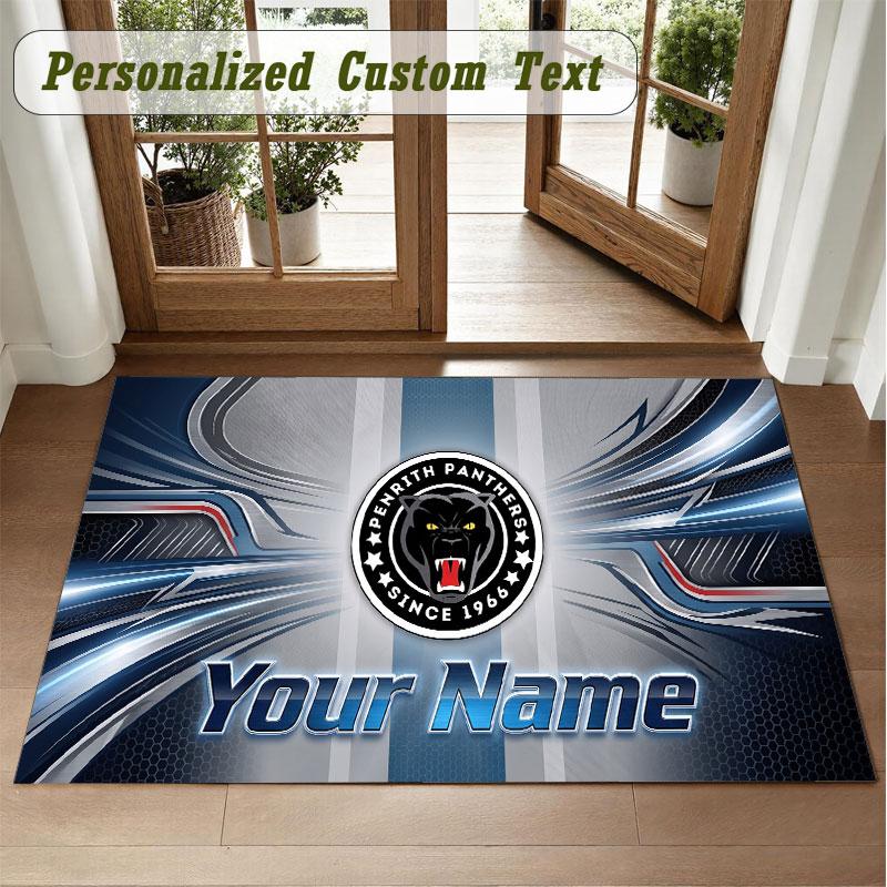 Crystal Velvet Square Rug Custom NamePenrith Panthers Pattern Non Slip Home Floor Decor Rug