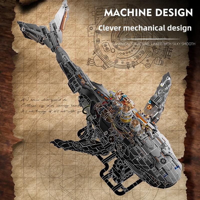 1388PCS Mechanical Whale Building Block Joints Movable Ocean Overlord Model Bricks With Light Desktop Decoration Kids Toys Gifts
