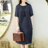 ZANZEA Женское повседневное хлопковое летнее платье с коротким рукавом и круглым вырезом