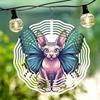 Butterfly Wing Cat Metal Wind Chime 3D Mandala Design Outdoor Garden Decor No Batteries Soothing Wind Powered Hanging Ornament for Patio Balcony