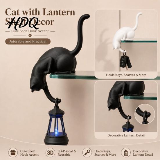 Креативные украшения для прихожей 3D-печатный висячий кот с фонарем Декор для полки Милый заглядывающий Настольный Декор ручной работы Настольный Декор Статуэтка на край Крючок