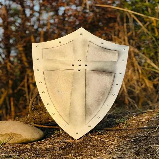 Тамплиер Крестоносец 60,96 см Серебряный Крест Щит Средневековый Рыцарский Щит для LARP, Косплея Декор Ремесленный Воинский Реквизит