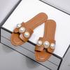 Однословные шлепанцы на плоской подошве, крутые, женская мода, жемчуг, для улицы, универсальные, удобные, фея, пляжные, стройнящие сандалии
